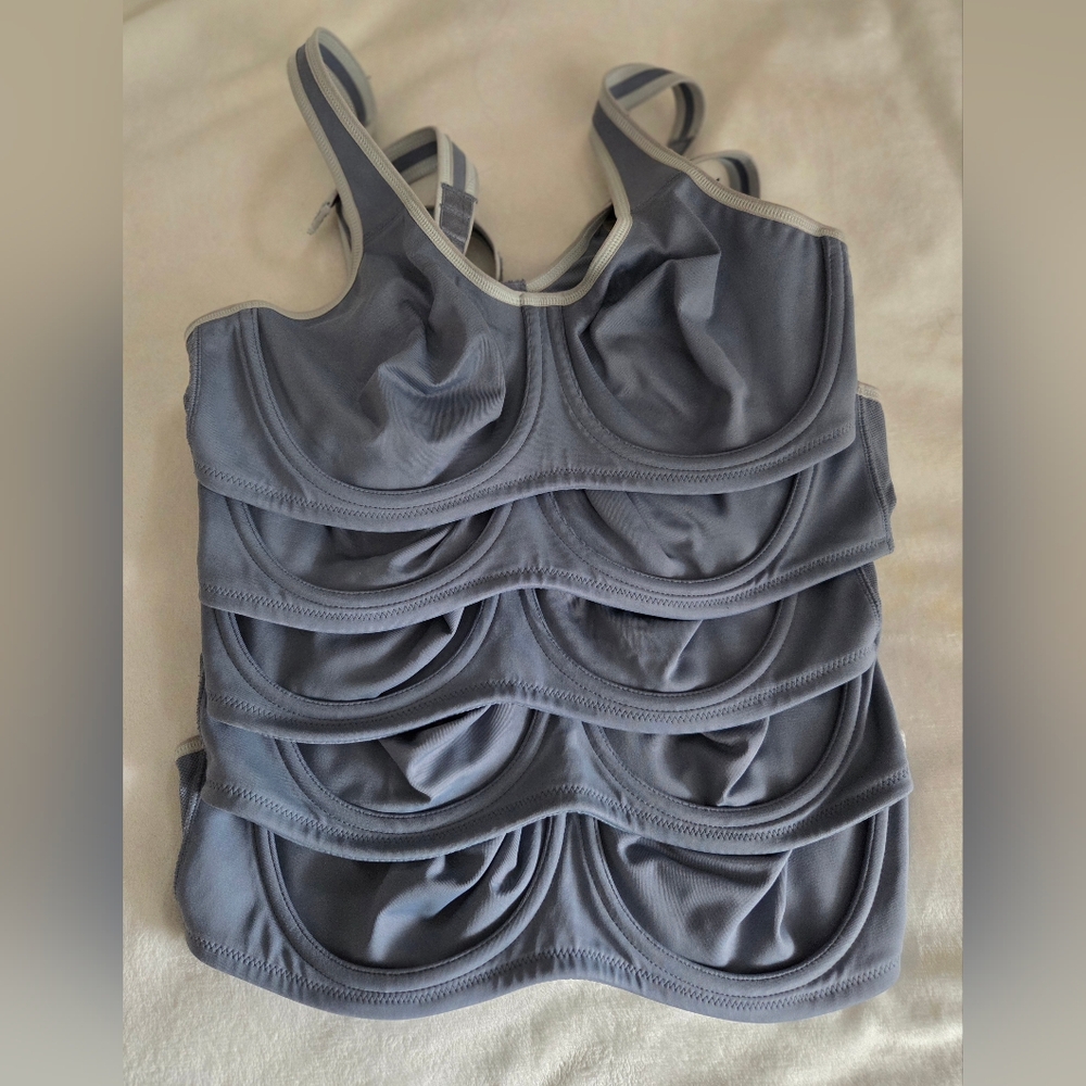 5x Wacoal Simone Unlined Full Coverage Underwire Sports Bra Blue Women Size 38C